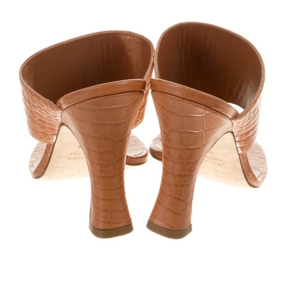 Paris Texas Croc-Embossed Leather Heeled Thong Sandal sz 36.5 - Picture 6 of 8